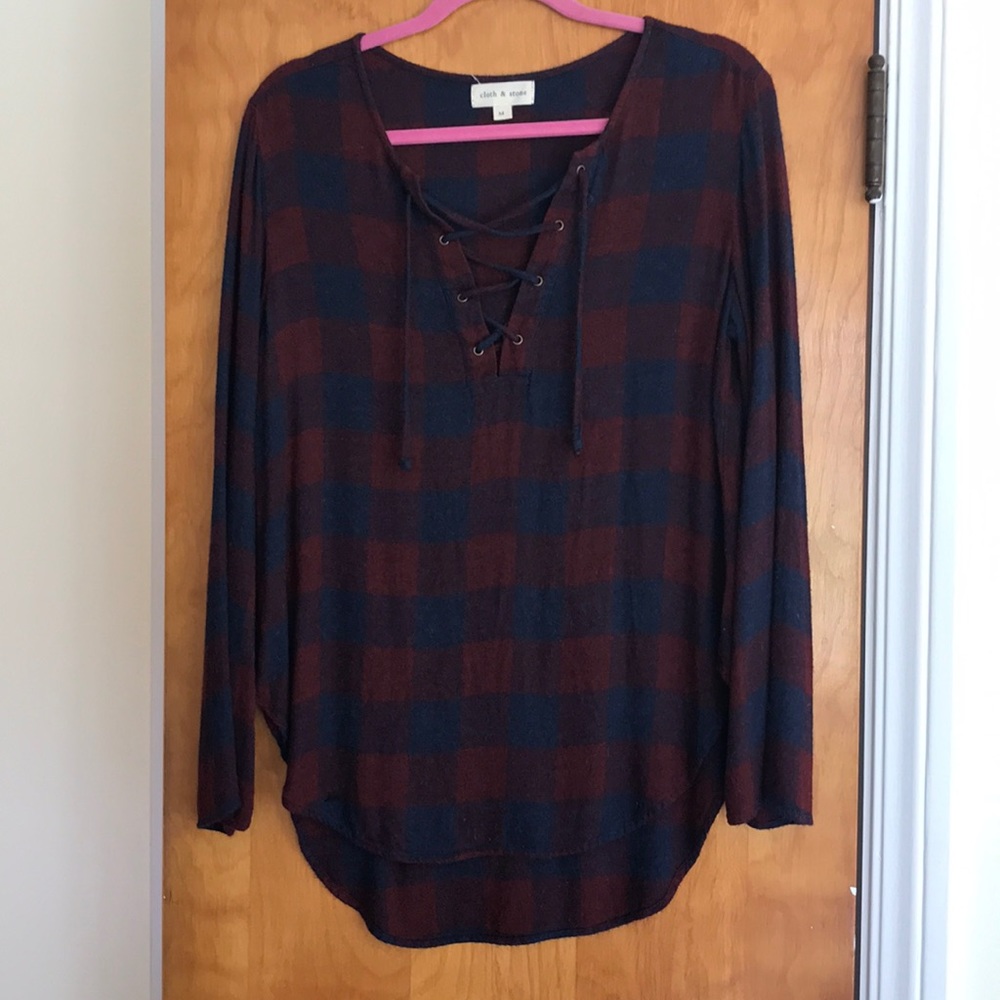 Cloth & Stone soft flannel lace up shirt